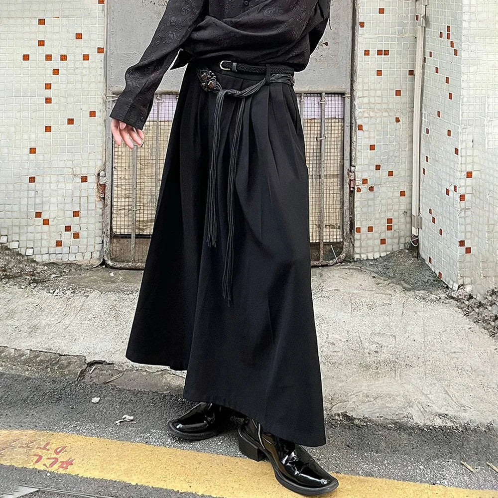 saferido Mens Dark Knight Style Japanese Genderless Culottes New Necessities Couple Mid-Length Retro Loose Casual Solid Color Culottes
