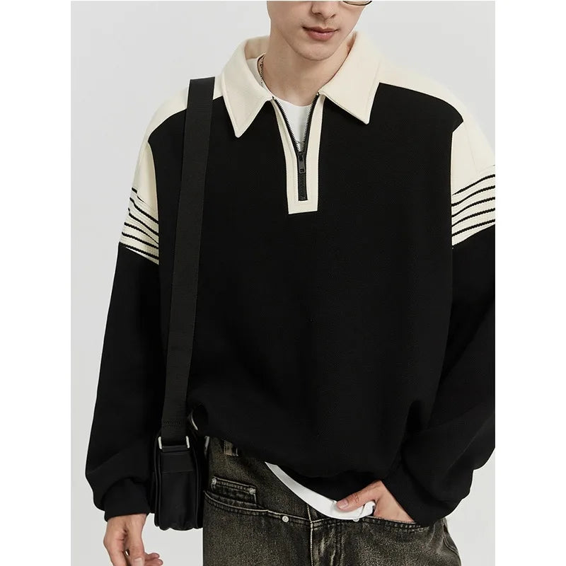 saferido Pullover Mens Thick Warm Knitted Men Sweater Solid Fashion Sweaters Half Zip Spring Autumn Comfy Fleece Winter Coat Casual