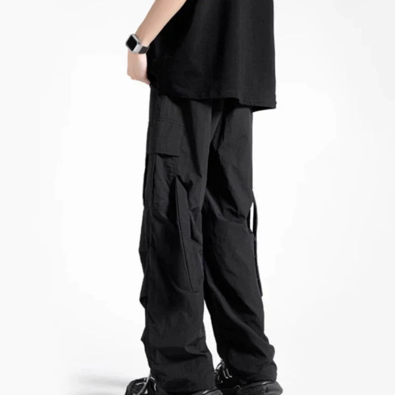 saferido Pants Men Casual Streetwear Autumn All-match Harajuku Korean Style Pleated Minimalist Full Length Fashion College Daily