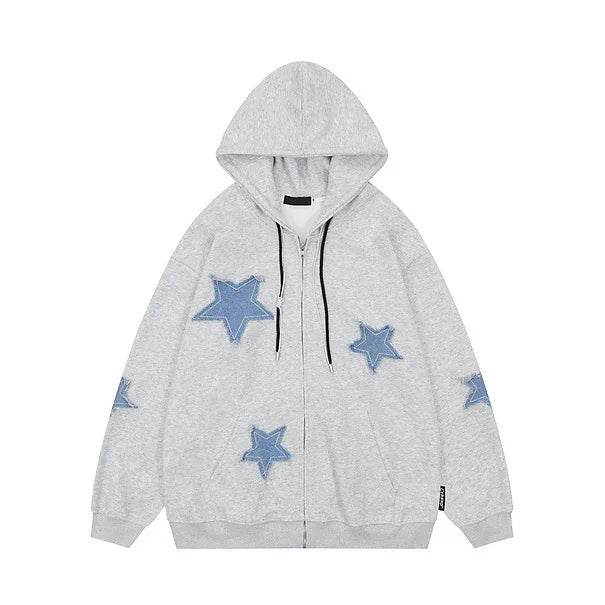saferido Men's Hoodies Sweatshirt Women's Oversized Sweatshirts with zipper Harajuku Casual Style Y2k Star Coat Streetwear Hip Hop Jacket