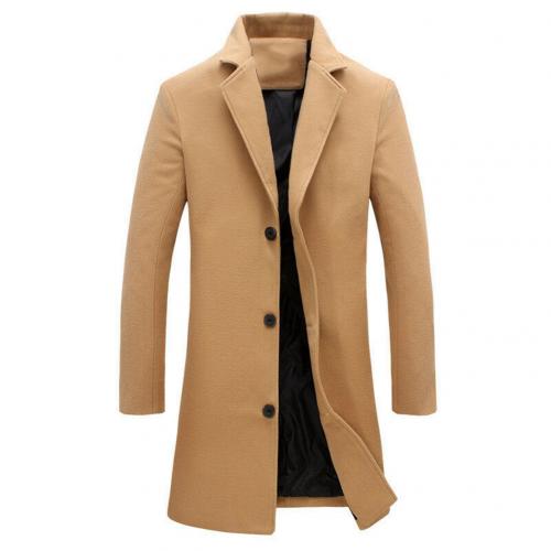 Autumn Winter Fashion Men's Woolen Coats Solid Color Single Breasted Lapel Long Coat Jacket Casual Overcoat Plus Size 5 Colors