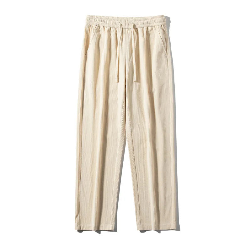 saferido Men's Casual Pants Loose Straight Corduroy Pants Elastic Waist Sweatpants Fashion Streetwear Spring Men Sports Jogger Trousers