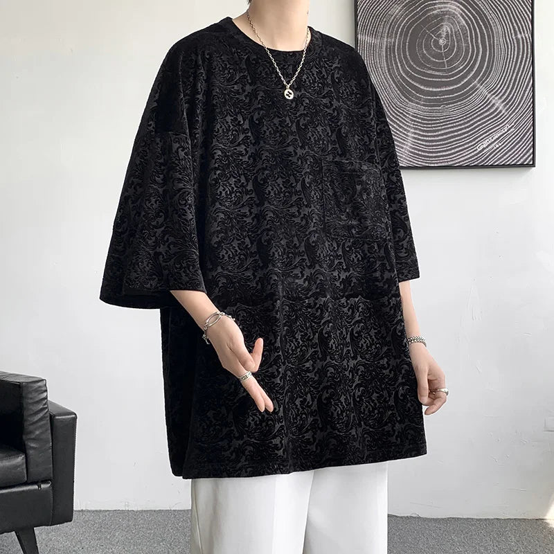 saferido Men Oversized Streetwear T Shirts Women Jacquard Design Summer Mens Fashions Harajuku T-Shirt Male Vintage Tees Female