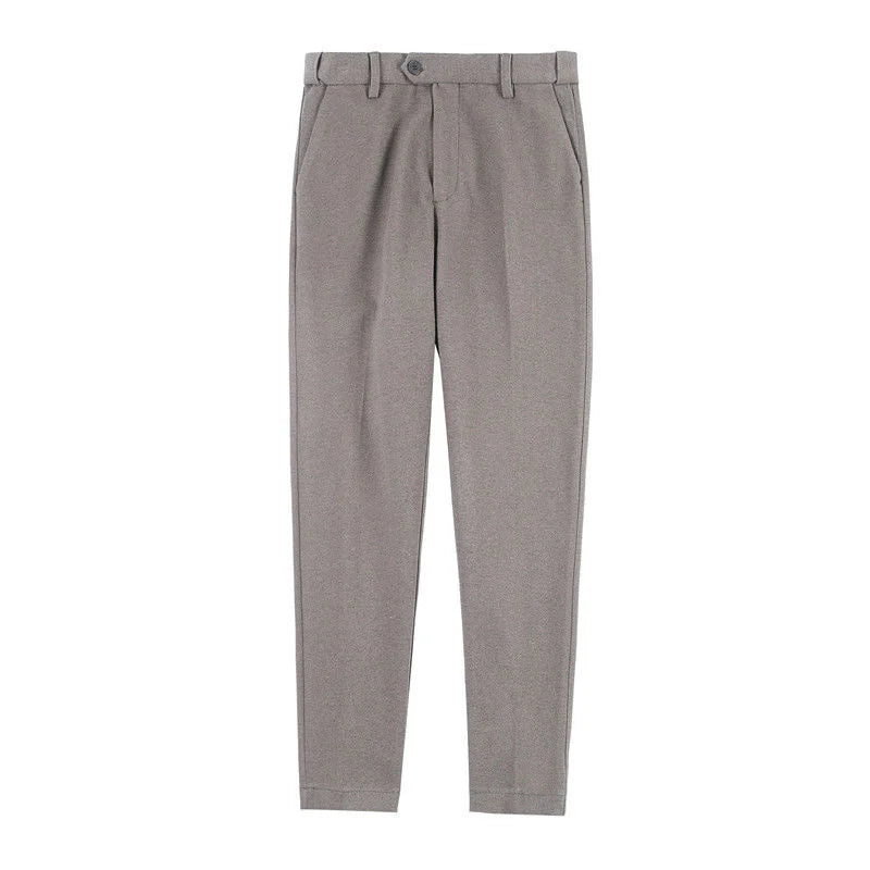 saferido Thick Men's Suit Pants Autumn Winter Brushed Woolen Loose Slim Solid Youth Pants Trend Casual Business Pencil Trousers Oversized