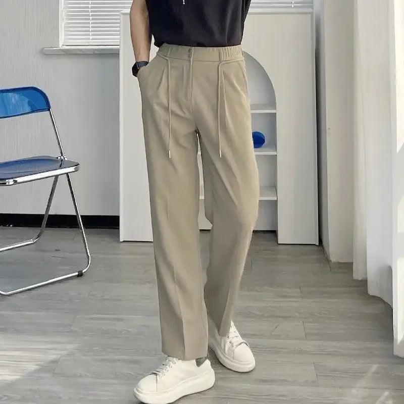 saferido Wide Men's Casual Pants Trend Polyester Male Trousers Regular Fit Fashion 2024 Plus Size Korean Style Aesthetic Big Xxxl Y2k
