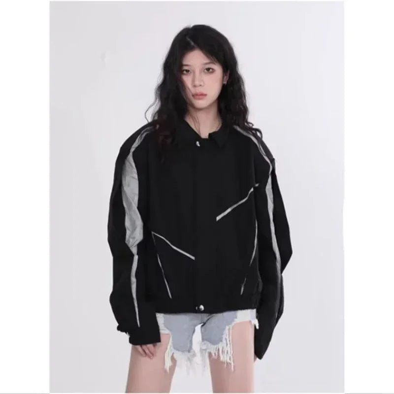 American Retro Baseball Jacket Men Women Knife Cut Design High Street Bomber Varsity Jackets Unisex Sports Zipper Outwear Autumn