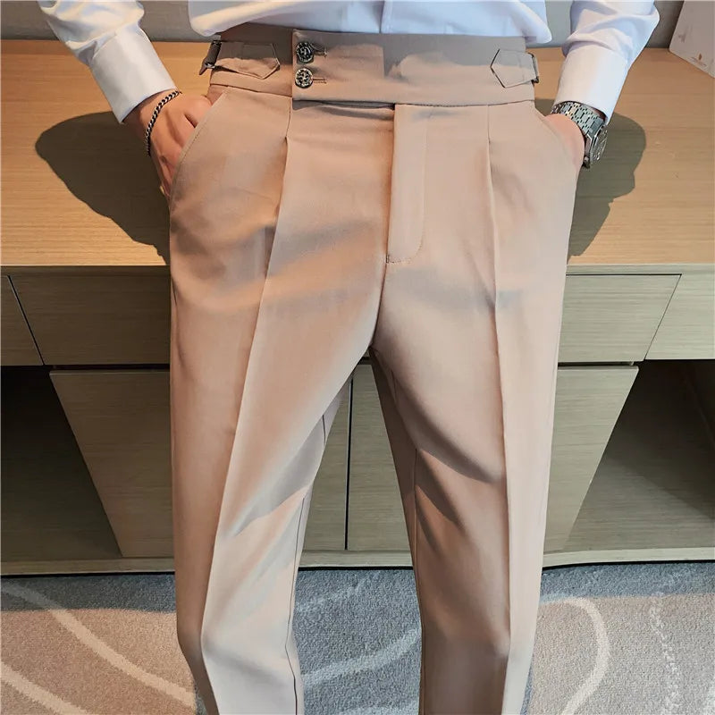 saferido British Style Autumn New Solid Business Casual Suit Pants Men Formal Pants High Quality Slim Fit Office Trousers Pantalon 29-36
