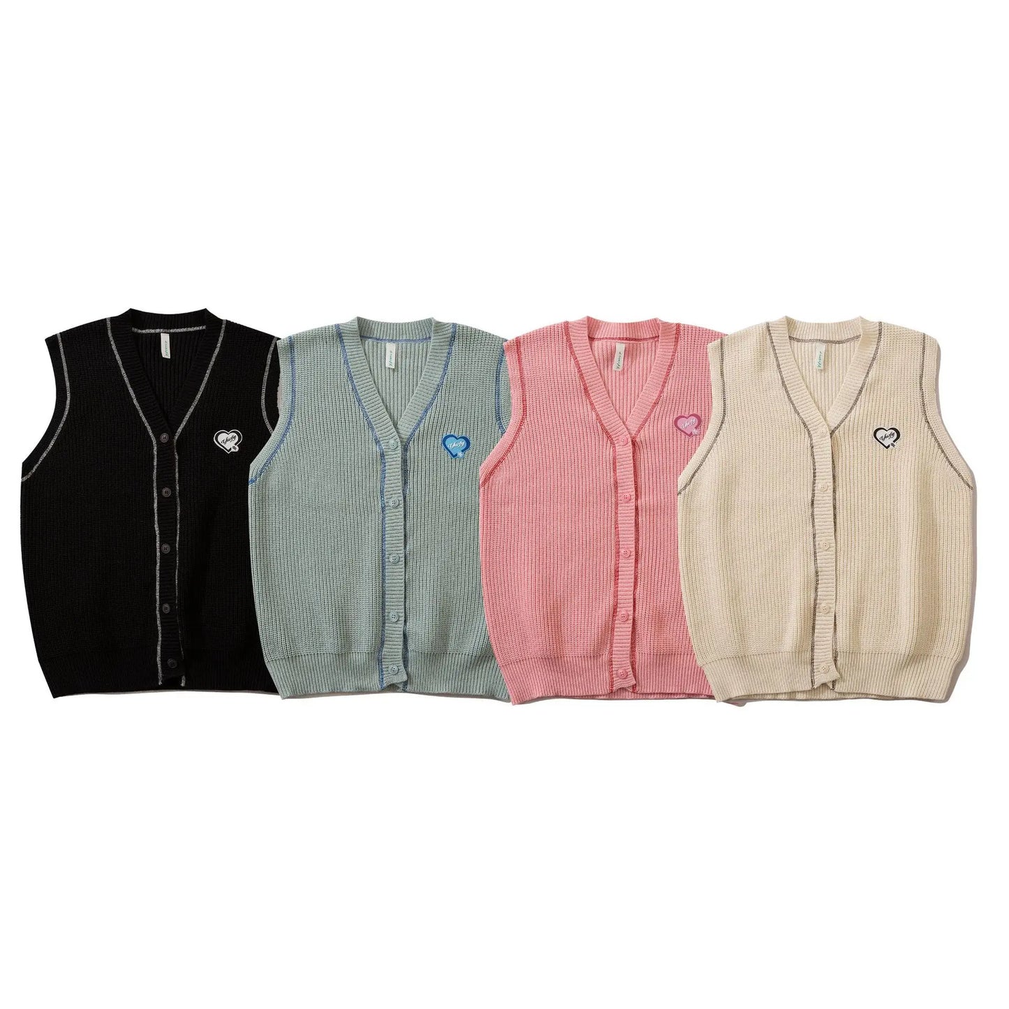 saferido Korean Knitted Cardigan Men Causal V-neck Solid Student Sweaters Vest Harajuku Loosed Couple Sleeveless Vests Spring Autumn