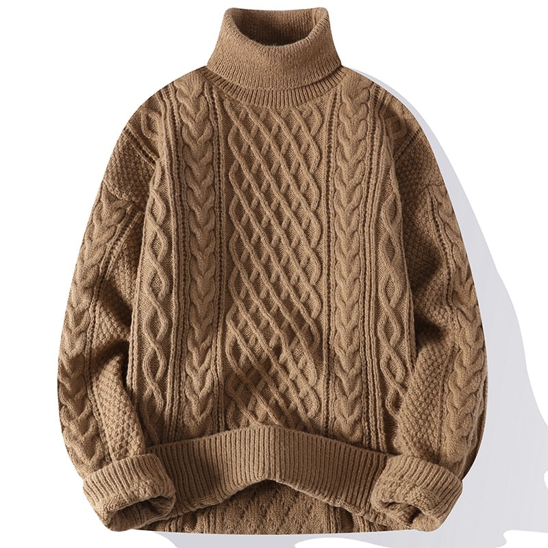 High Quality Mens Turtleneck Sweaters Pullover Solid Color Knitted Sweater Men Casual Pullovers Autumn Winter Warm Knitwear Man