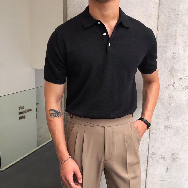 New Men's Clothing Summer Fashion Slimming Korean Version Simplicity Trend Short Sleeve Lapel Solid Color Casual POLO Shirt