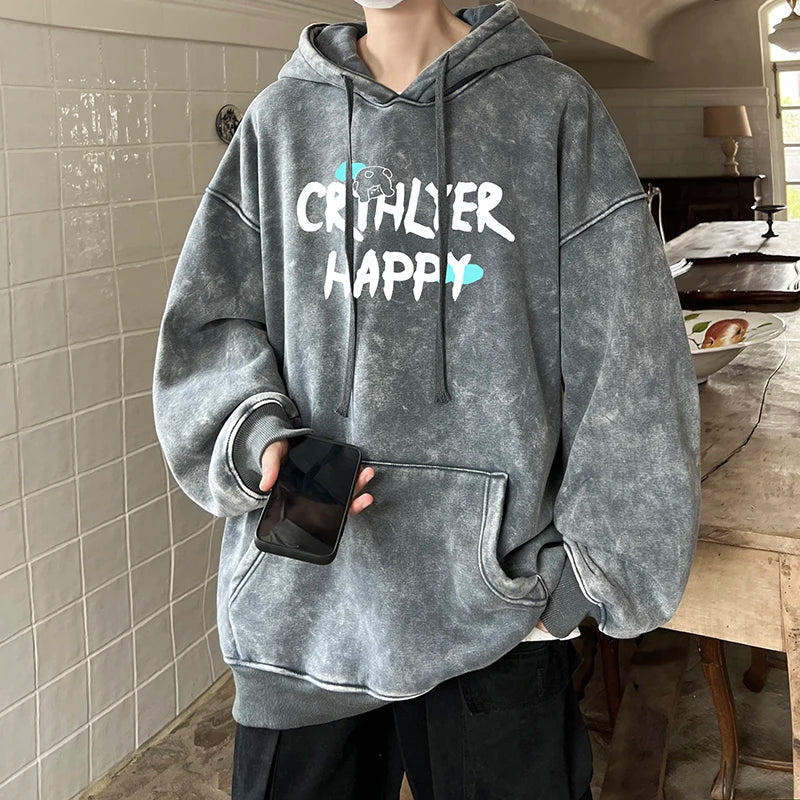 saferido Retro Washed Hoodie Spring New Multiple Colors Hoodies Men's Hooded Casual Street Wear Men's Loose Hooded Pullover