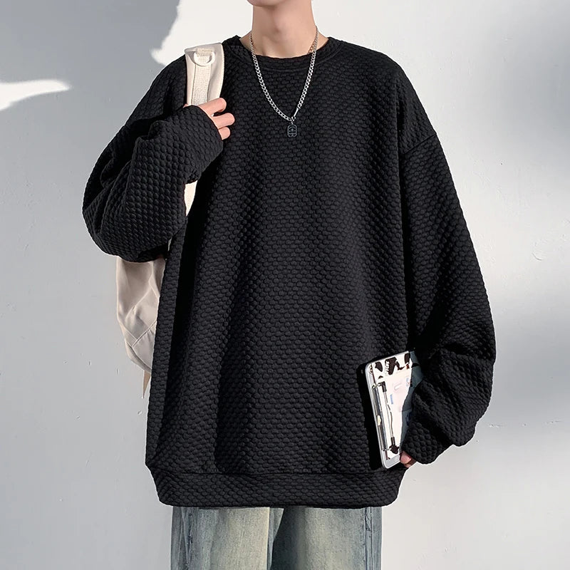 saferido Autumn New Hoodies Dot O-neck Sweatshirt Mens Streetwear Casual Fashion Mens Oversized Korean Harajuku Pullover 5XL-M