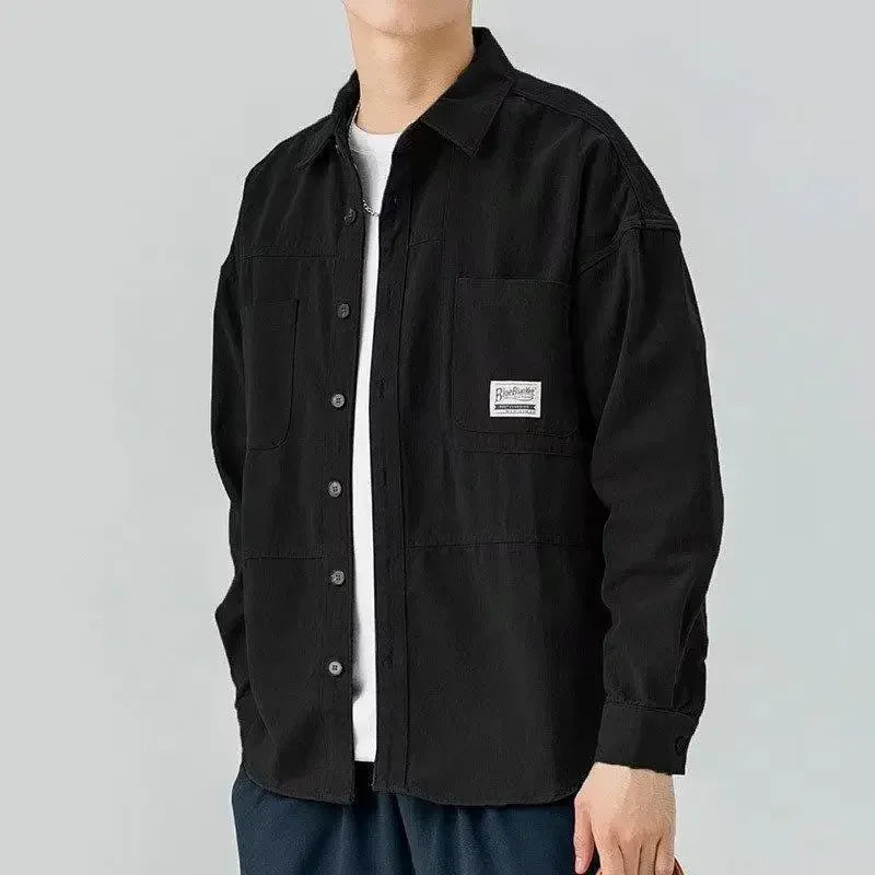 Men Shirts Long Sleeve Jackets Pocket Spring Autumn Cardigan Fashion Streetwear Male Casual Oversize Coat Loose Blouses
