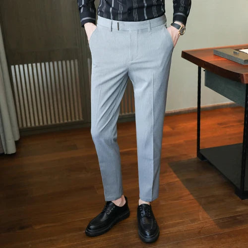 saferido British Style Business Formal Wear Suit Pant Men Clothing Simple Slim Fit Casual Office Trousers Straight Pantalones Hombre