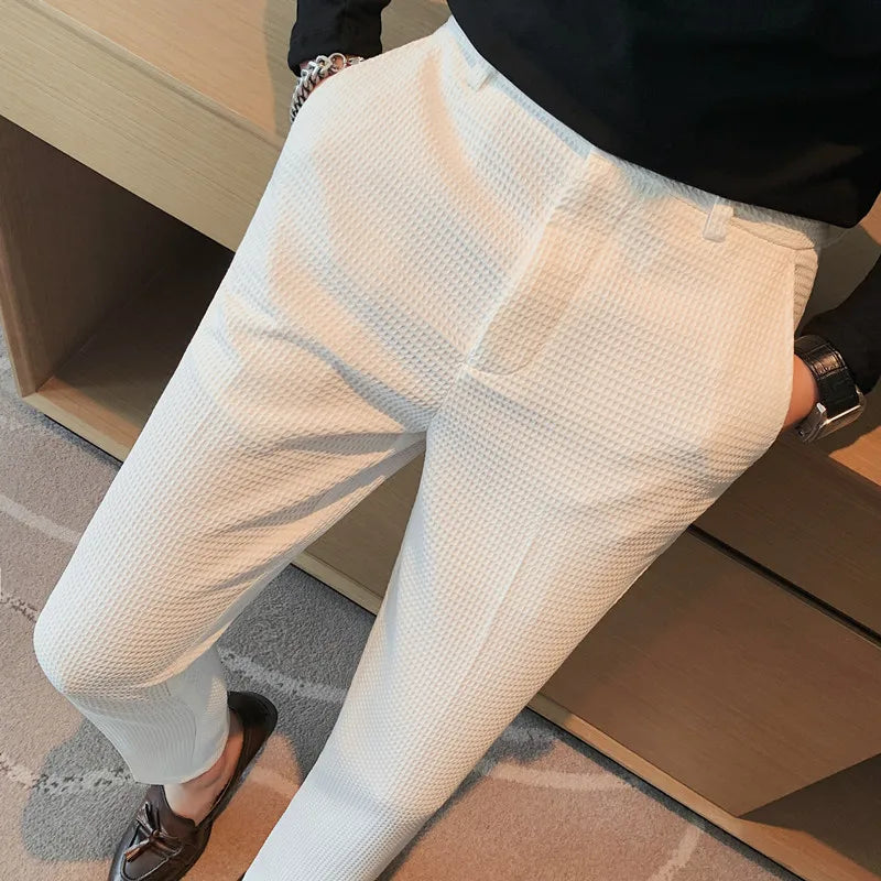 saferido Men's Suit Trousers Spring And Summer Business Casual Pants Men's Fashion High-Quality Solid Color Slim Trousers Men 28-36