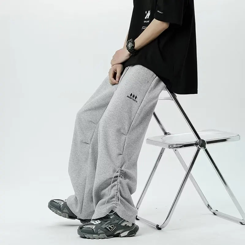 saferido Wide Leg Sweatpants Men Casual Pants Men Oversize Gray Sports Pants Black Trousers Male Loose Korean Streetwear Hip Hop