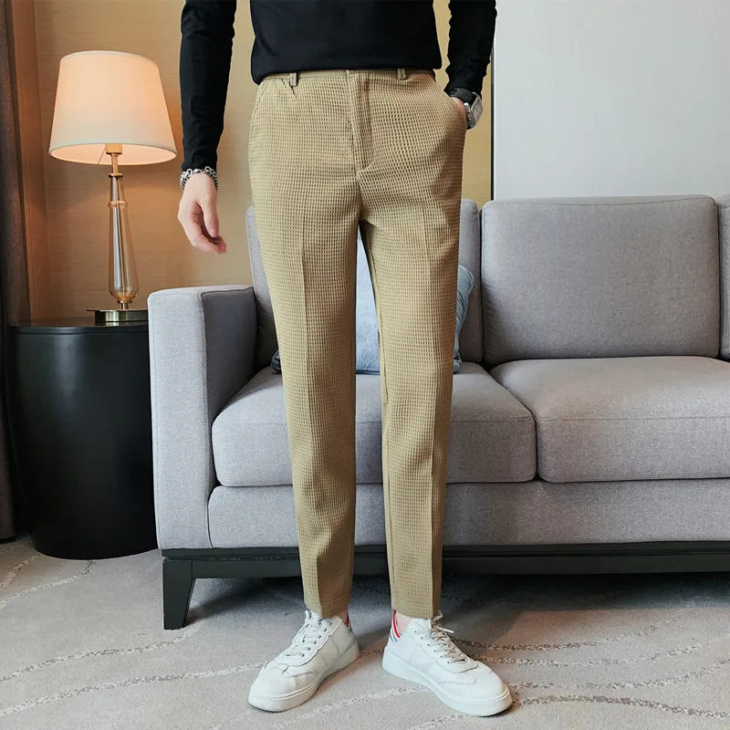 saferido Men's Suit Trousers Spring And Summer Business Casual Pants Men's Fashion High-Quality Solid Color Slim Trousers Men 28-36
