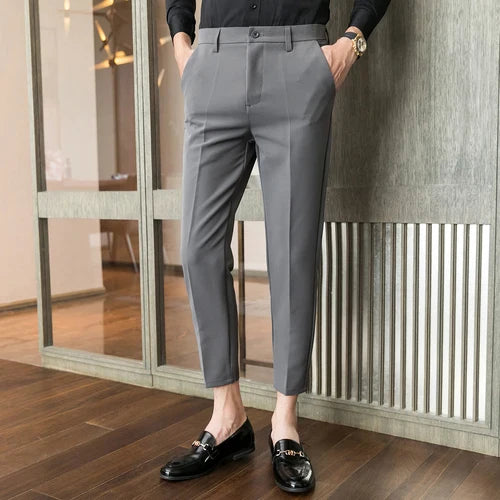 saferido New Style Men's Spring Slim Fit Business Suit Trousers/Male Pure Color Stretch Pencil Pants Man Dress Pants Brand Clothing