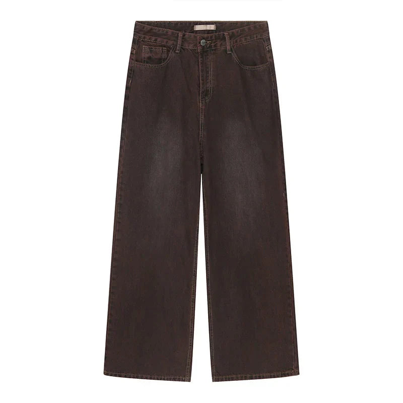 Vintage Men's Baggy Jeans Autumn New Wearproof Straight Tube Denim Pants Fashion Street Korean Style Casual Clothing