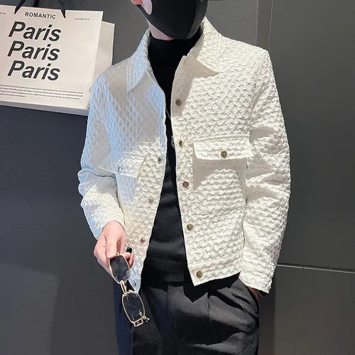 saferido Men's Spring High Quality Casual Jackets/Male Slim Fit White Black Lapel Fashion Business Coat Plus Size S-3XL