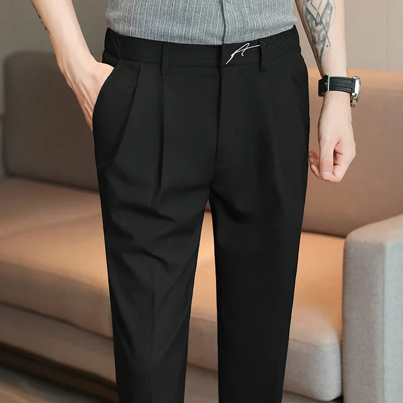 saferido New Autumn Fashion Oversized Pants Men Long Wide Leg Trousers Solid Straight Loose Style Casual Men Suit Pant Black White 29-36