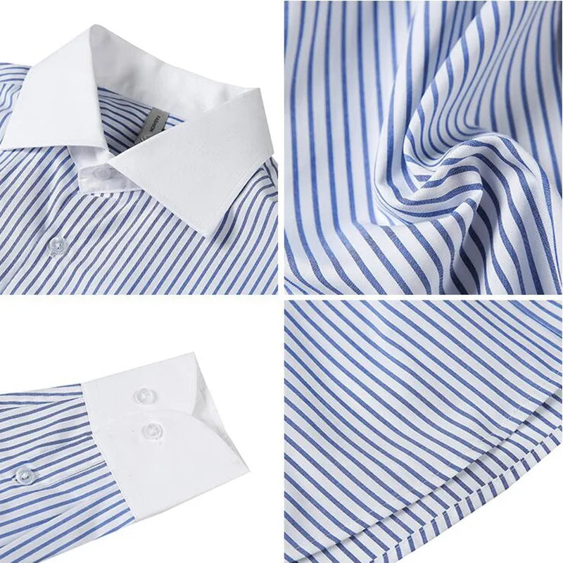 saferido Men's Spring High Quality Business Long Sleeve Shirts/Male Slim Fit Lapel Office Dress Shirts Hombre Casual Chemise de luxe