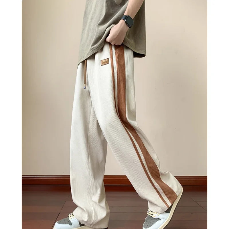 saferido Spring And Autumn New Fashion Loose Casual Pants Men's Corduroy Fashion Versatile Men's Straight-leg Sports Pants Men's Trousers