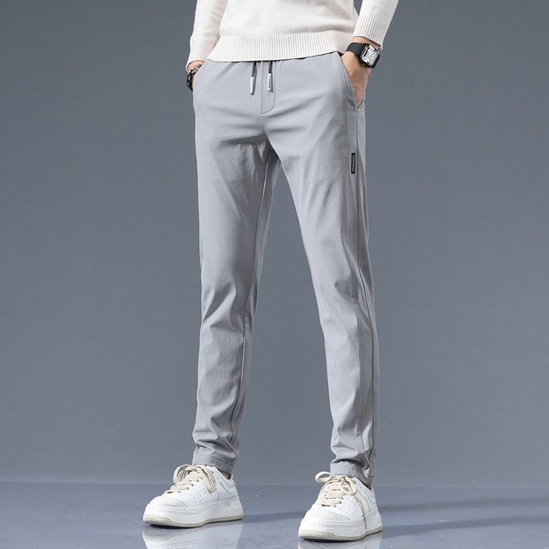 Stretch Casual Pants Men Classic Lightweight Slim Fit Trousers for Men Summer Straight Drawstring Joggers Solid khaki Pants Male
