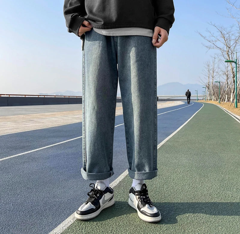 saferido Spring brand straight loose trouser Korean High street men and women can wear denim classic fashion trend boys girls jeans