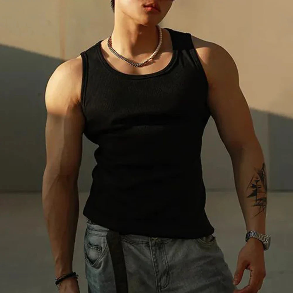 saferido Mens Sexy Shaping Sports Fitness Casual Cotton Vest 2024 New Genderless American Street Elastic Slim Solid Color Tank Top Unisex