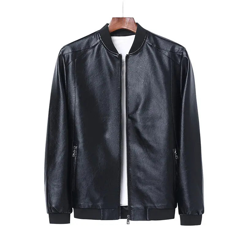 Autumn New Men Black Biker PU Leather Coat Korean Fashion Men Pu Leather Jacket Trend Casual Fit Slim Baseball Clothes 8Xl