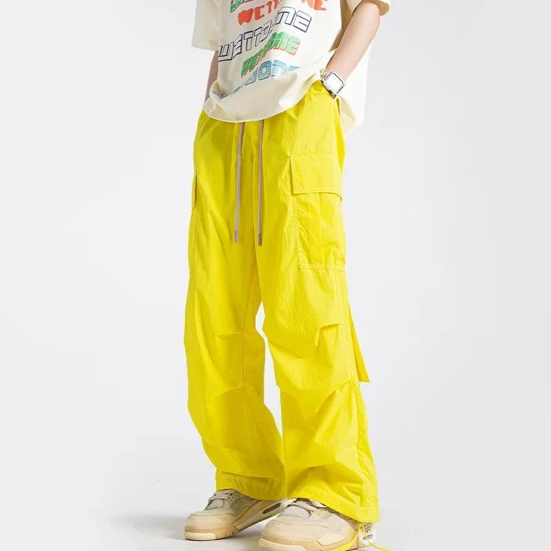 saferido Pants Men Casual Streetwear Autumn All-match Harajuku Korean Style Pleated Minimalist Full Length Fashion College Daily