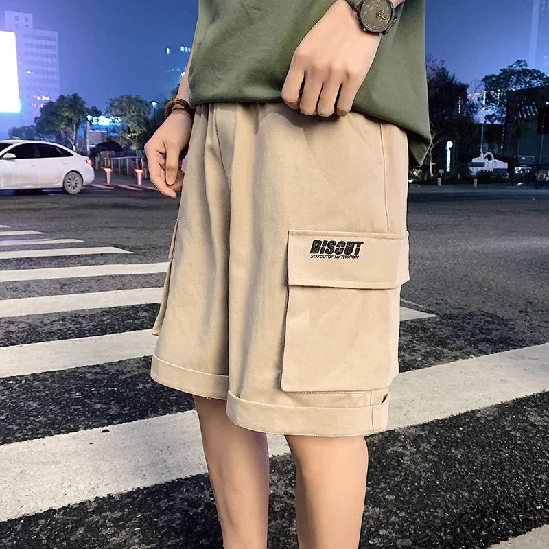 saferido Oversize Casual Shorts Men's Thin Street Trend Big Pocket Overalls Sports Loose Straight Pants Printed Letters Summer Clothes