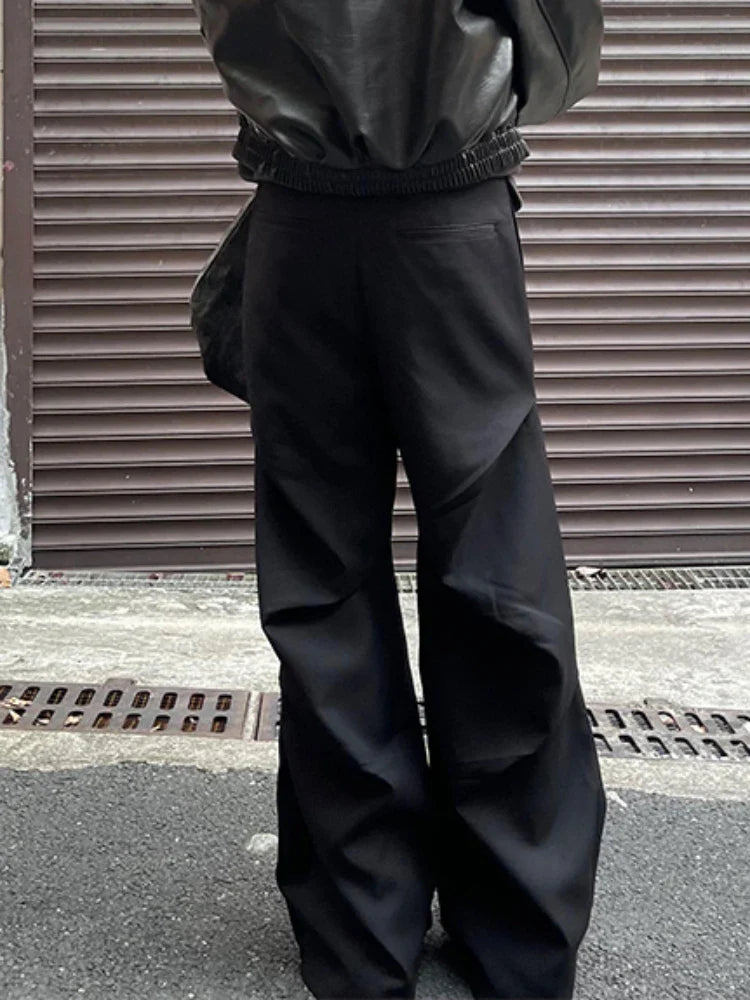 Pants Men Streetwear All-match Leisure Design Vitality Mopping Pure Color Baggy Trousers Joggers Youthful Spring Autumn Chic BF