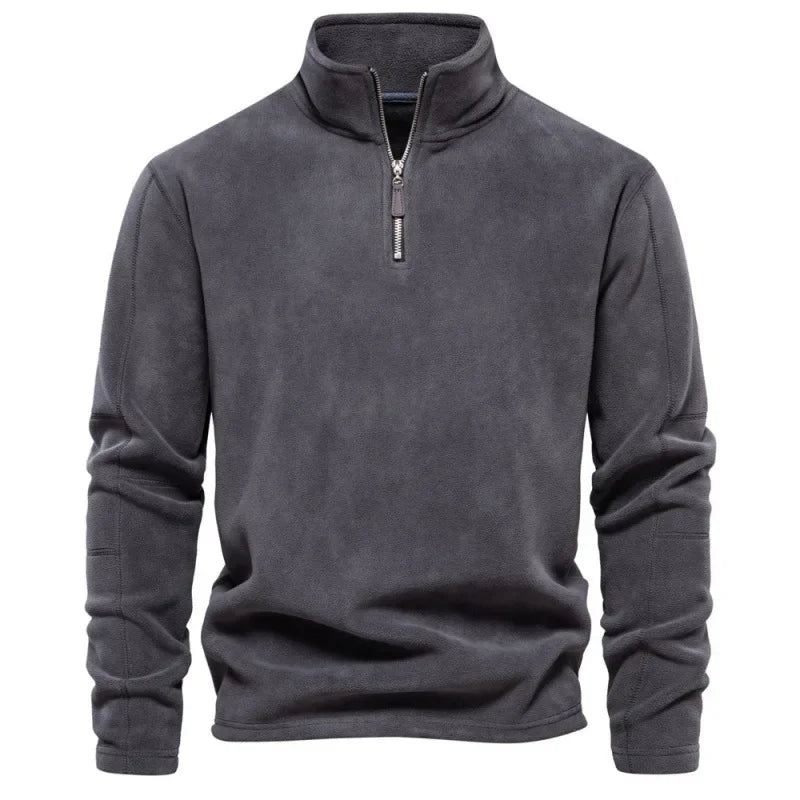 New Autumn Winter Thicken Warm Fleece Jacket for Men Zipper Neck Pullover Quality Men's Sweatshirt Soft Mens Jacket