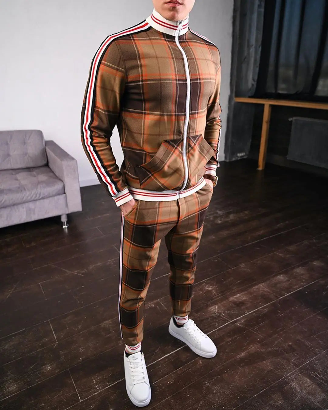 saferido Men's Suit Autumn Casual Men's Clothing European and American Fashion Brand Large Size Sportswear Two-piece Set