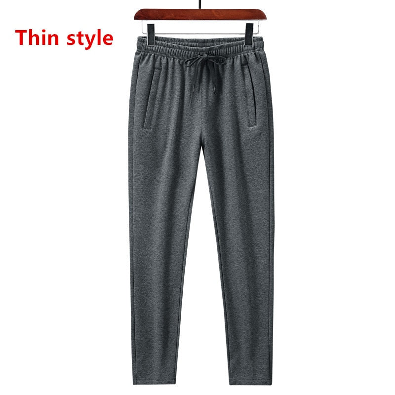 New Korean Style Straight Sports Running Pants Men'S Spring Autumn Loose Casual Pure Cotton Large L-8Xl 135Kg Knitted Trousers