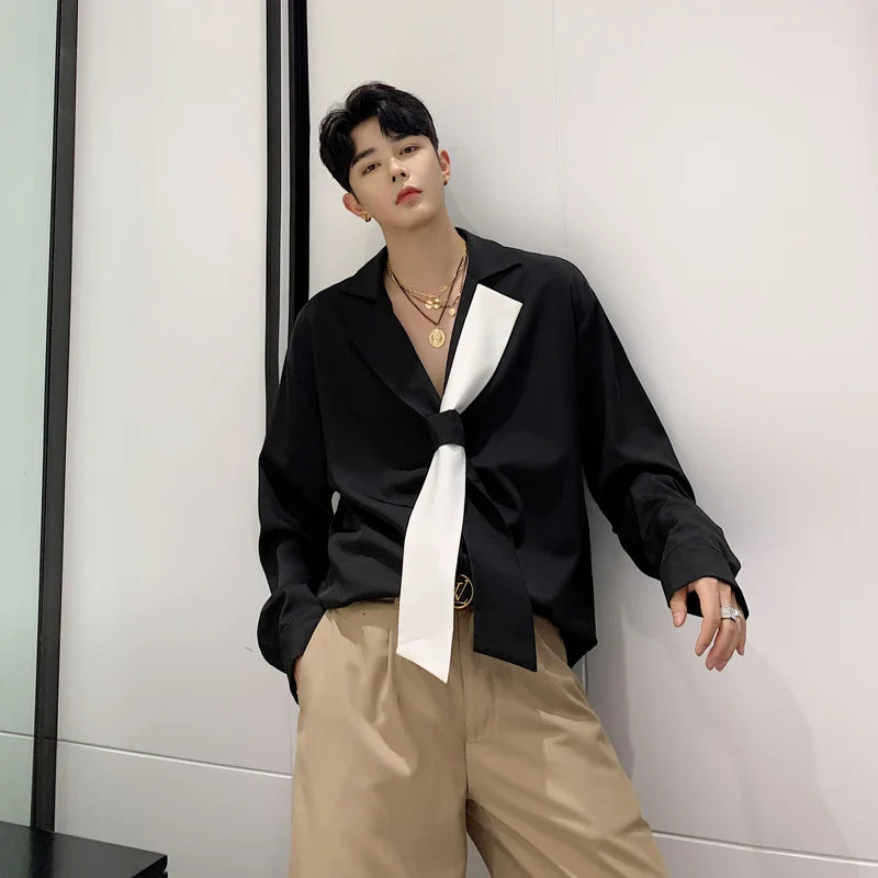 saferido Spring Autumn Fashion Long Sleeve Oversize Loose Casual Punk Gothic Party Stage Show Loose Shirt Night Club Costumes