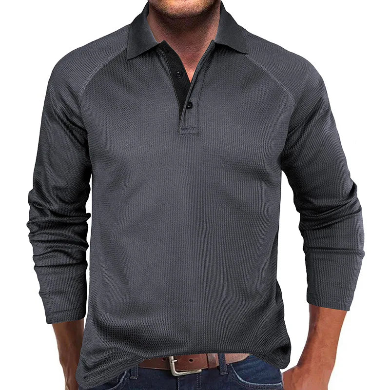 saferido Spring Autumn Turn Down Collar Polo Shits Men Solid Color Long Sleeve Business Casual Mens Polos Anti-Shrink Fashion Tops Tees