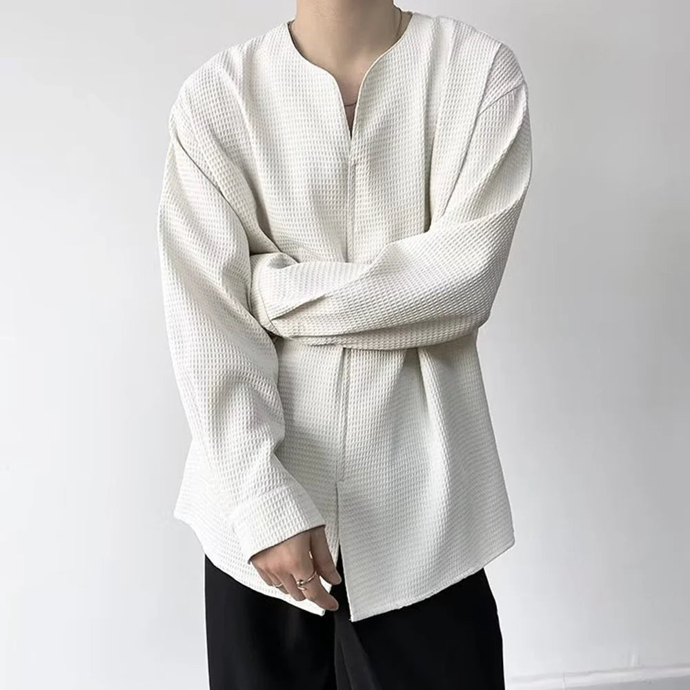 saferido Mens Harajuku Irregular Shirt 2024 Spring New Fashion Goth Handsome Loose Oversized Lapel Fashion Long Sleeve Cloak Unisex