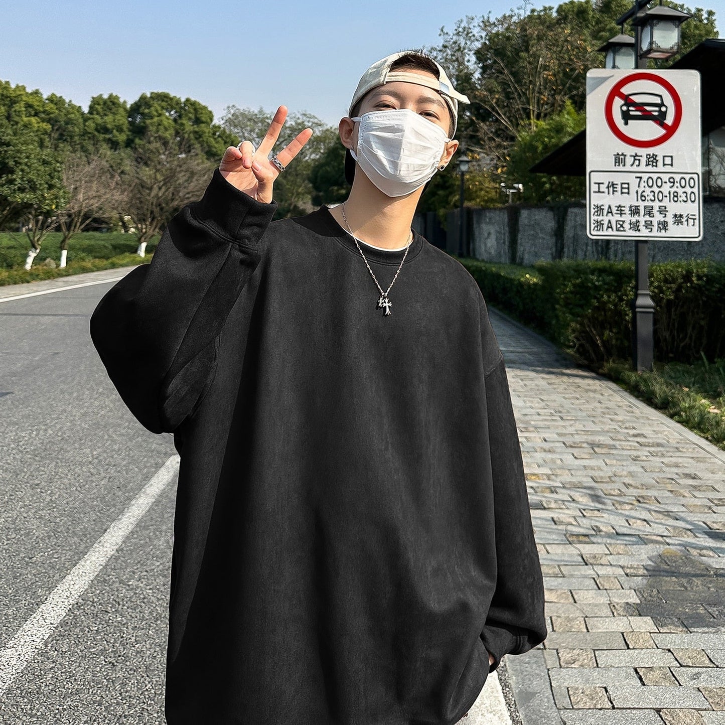 Korean Men's Oversized Sweatshirts Solid Color Hoodies Couple's Jumper Large High Street Hoodies Harajuku Fashion Male Pullovers