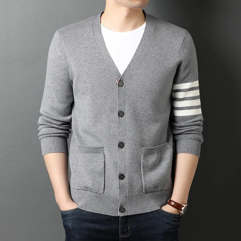 saferido Top Grade New Autum Winter Brand Fashion Knitted Men Cardigan Sweater Black Korean Casual Coats Jacket Mens Clothing M-3XL