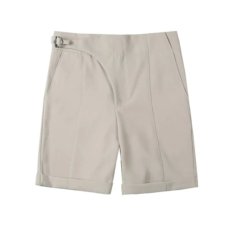 saferido British Style Summer Suit Shorts Men Clothing Straight Business Formal Wear Slim Fit Casual Short Homme Knee Length Quality