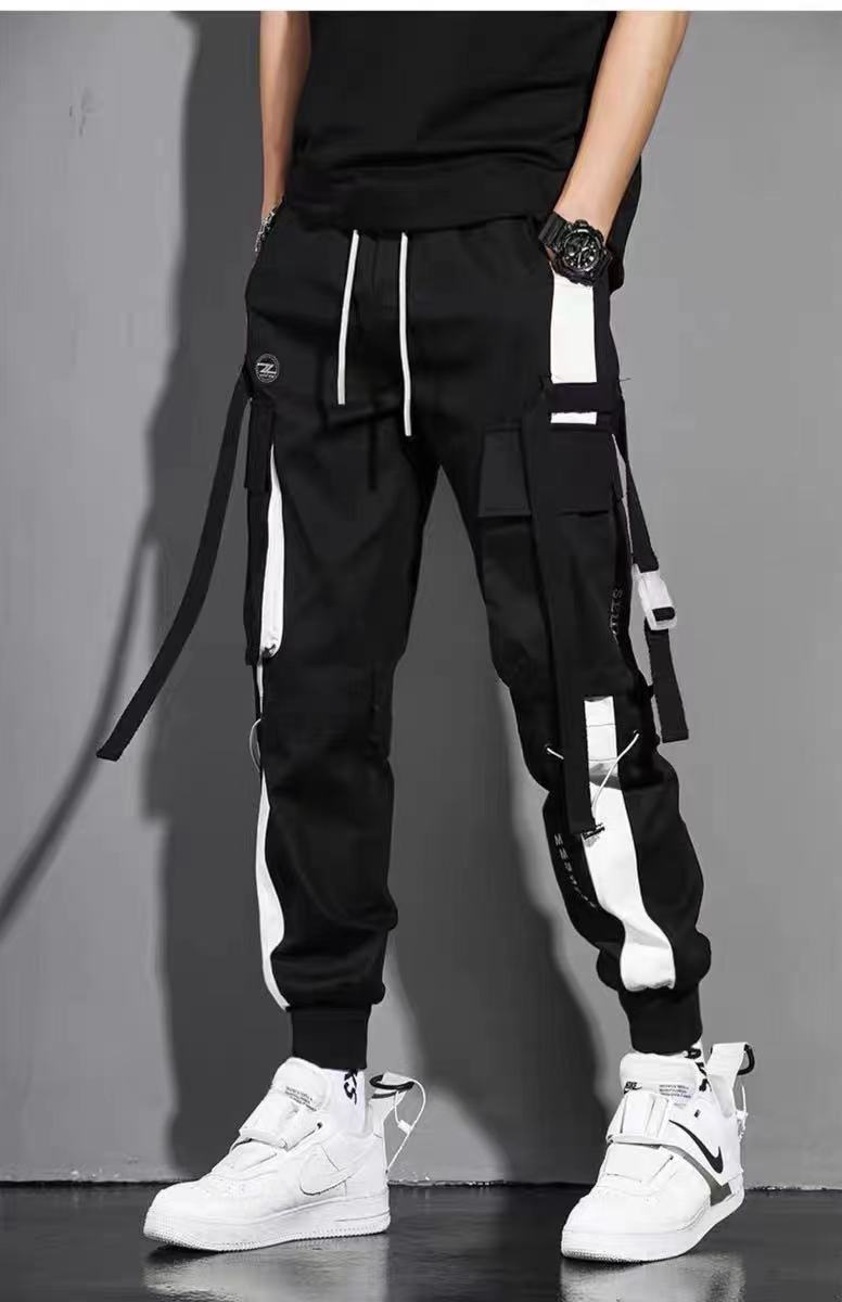 Classic Streetwear Casual Men Ribbons Harem Jogging Pants Male Slim Fit Spring Cargo Pants Multi-Pockets Women Trousers Jo