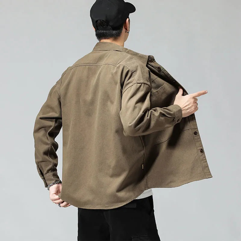 Men Shirts Long Sleeve Jackets Pocket Spring Autumn Cardigan Fashion Streetwear Male Casual Oversize Coat Loose Blouses