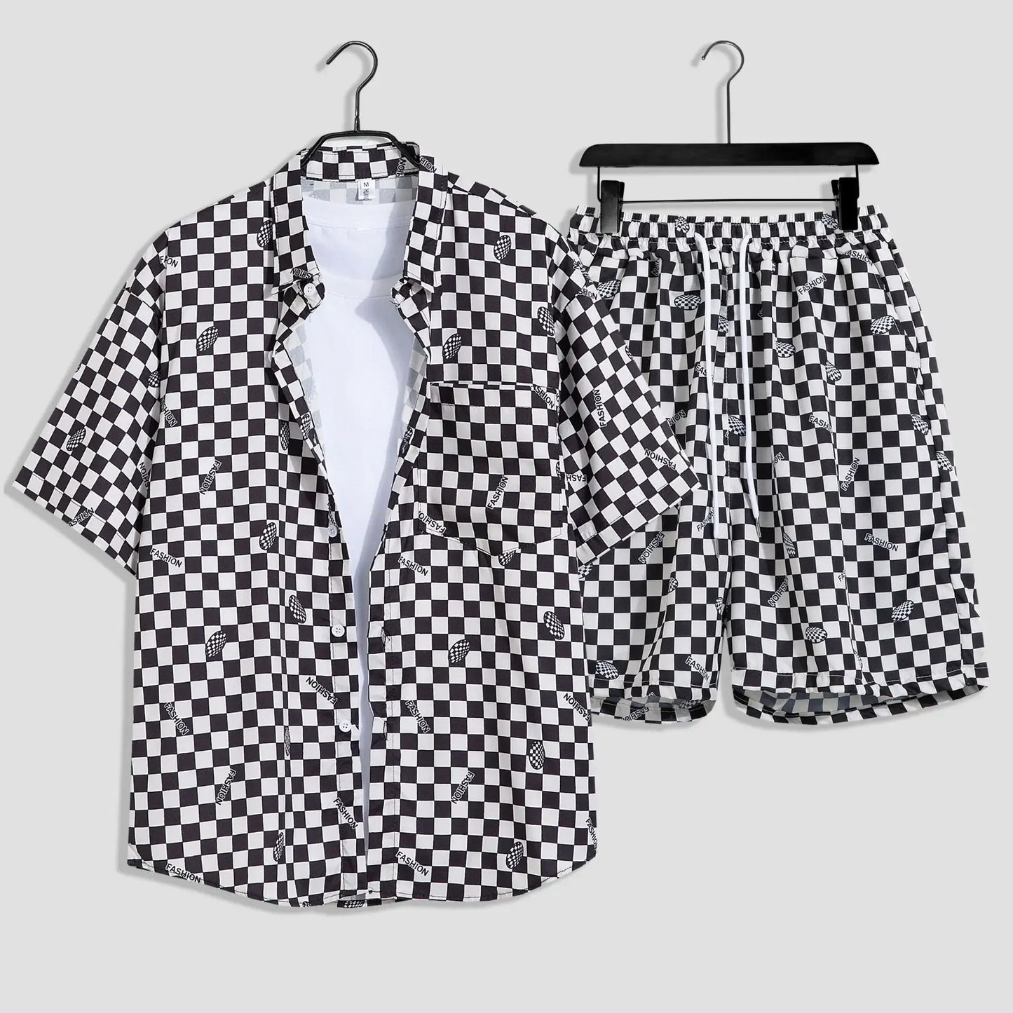 Mens Fashion Print Sets Short Sleeve Shirt+Shorts 2Pcs Suit Loose Summer Casual Beachwear Male Vacation Hawaiian Outfits