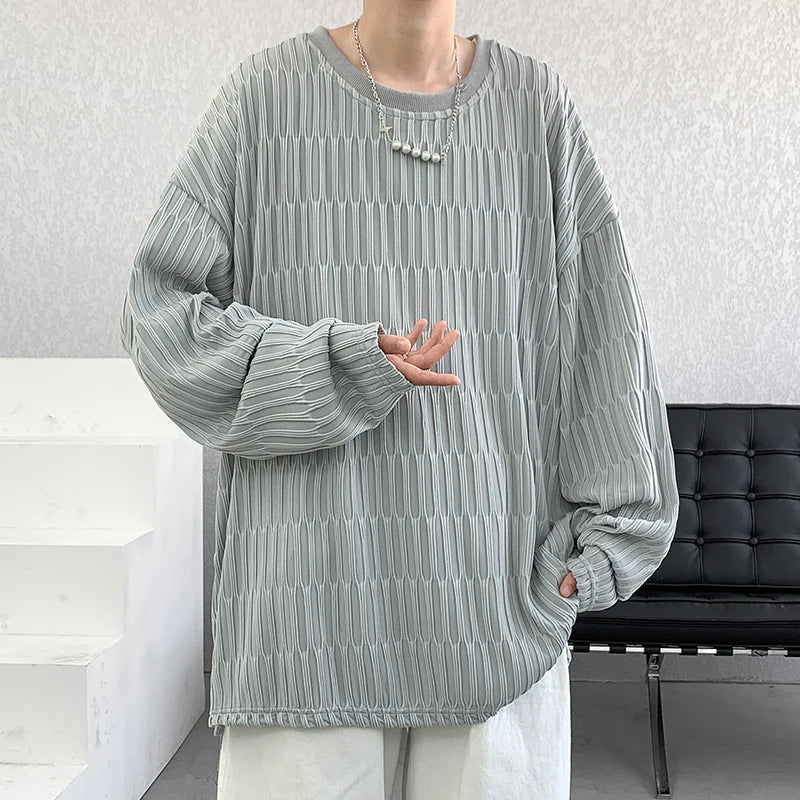 saferido Harajuku Chic T shirts For Men Oversized Tees Spring Man Casual Long Sleeve Tshirt Woman O-neck Loose Pullovers Tops 5XL-M
