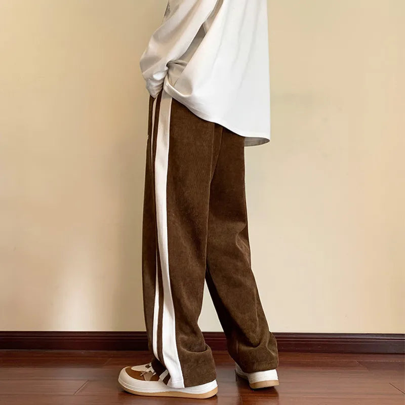 saferido Baggy Striped Sweatpants for Men Straight-Leg Pants Fashion Hip Hop Streetwear Harajuku Trousers Casual Bottoms Y2K Male Clothes