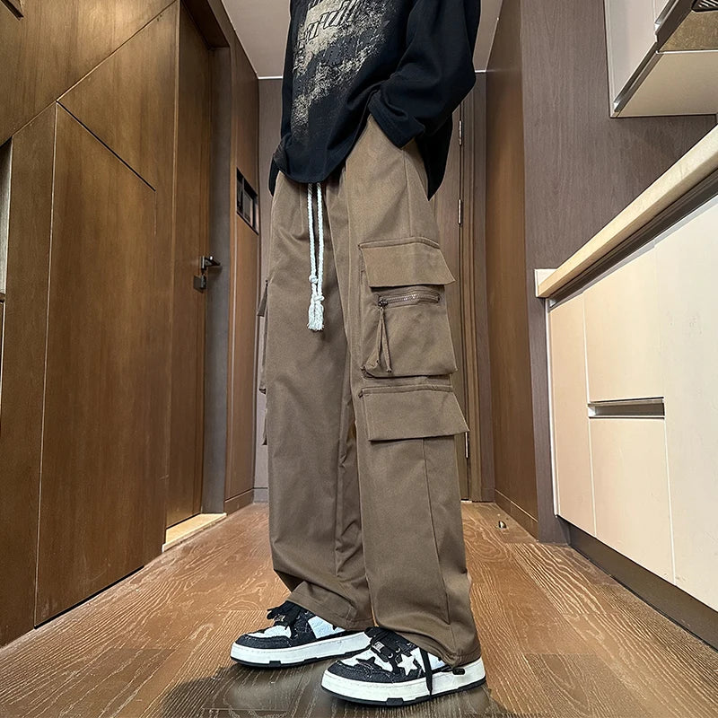 saferido Spring New Cargo Pants Men's Loose Straight Oversize Clothing Men's Baggy Sweatpants Multi-Pockets Jogger Trousers 5XL