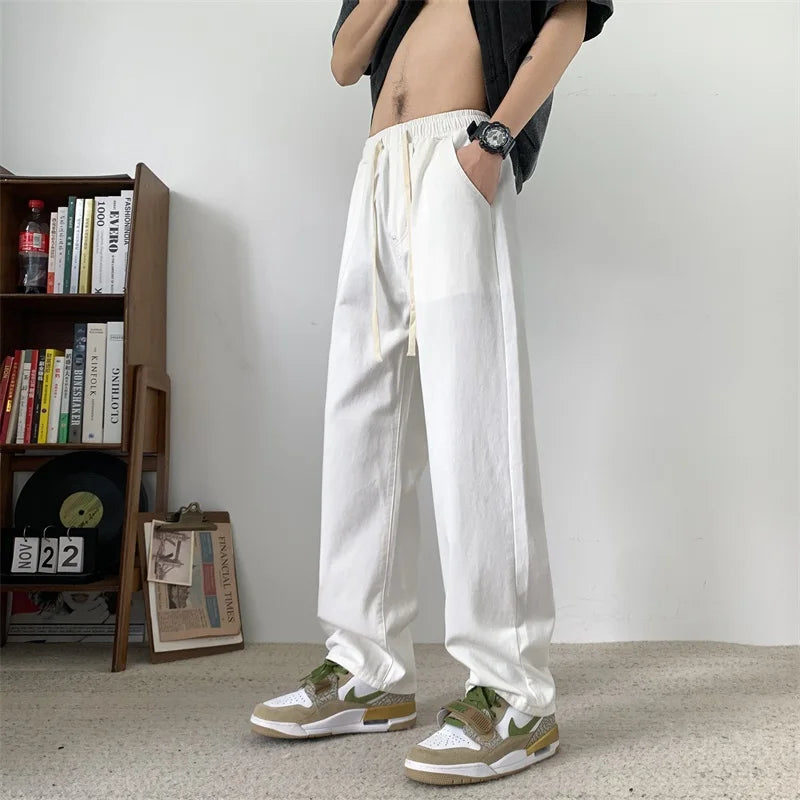 saferido Men's Jeans Fashion Embroidery Baggy Denim Trousers Spring Vintage Straight Wide Pants Male Bottoms Casual Y2K Clothes